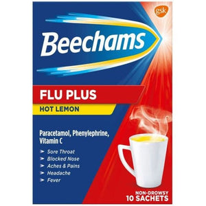 Beechams Flu Plus Hot Lemon Sachets 10s.