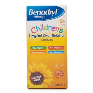 Benadryl Allergy Children's 2+ 1mg/ml Oral Solution - 100ml - Banana Flavour.
