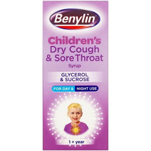 Benylin Children's Dry Cough & Sore Throat Syrup 125ml.