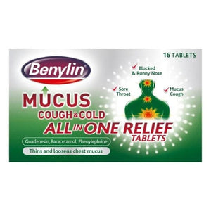 Benylin Mucus Cough & Cold All in One Relief Tablets 16s.