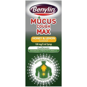 Benylin Mucus Cough Max Honey & Lemon Flavour Syrup 150ml.