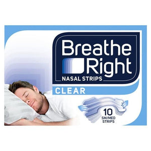 Breathe Right Nasal Strips Clear 10 Small/Medium Strips.