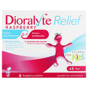 Dioralyte Relief Raspberry 6 sachets.