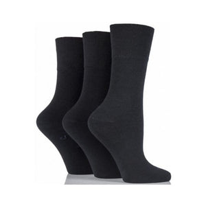 Gentle Grip Ladies Plain Cotton Diabetic Socks Size 4-8 (6x3 Pairs).