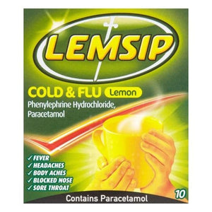 Lemsip Cold & Flu Lemon 10s.