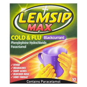 Lemsip Max Cold & Flu Blackcurrant 10s.