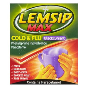 Lemsip Max Cold & Flu Blackcurrant 5s.