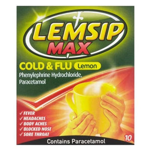 Lemsip Max Cold & Flu Sachets Lemon 10s.