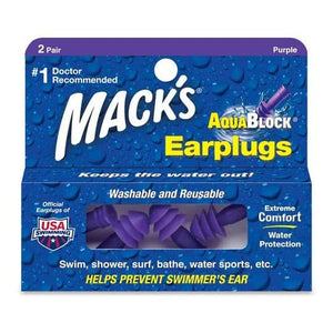 Mack's Purple AquaBlock Earplugs - 2 Pairs.