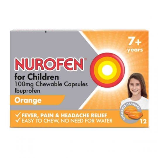 Nurofen for Children Chewable Capsules orange Meltlets.