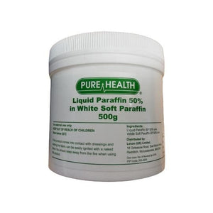 Liquid Paraffin 50% in White Soft Paraffin 500g.