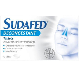 Sudafed Decongestant Tablets 12s.