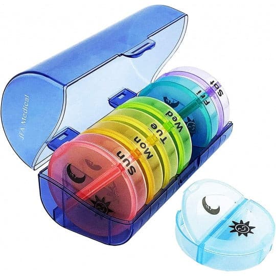 Weekly Cylindrical Pill Box Organiser.